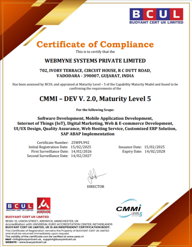 Cmmi - Dev V.2.0,maturity Level 5 Certified Company