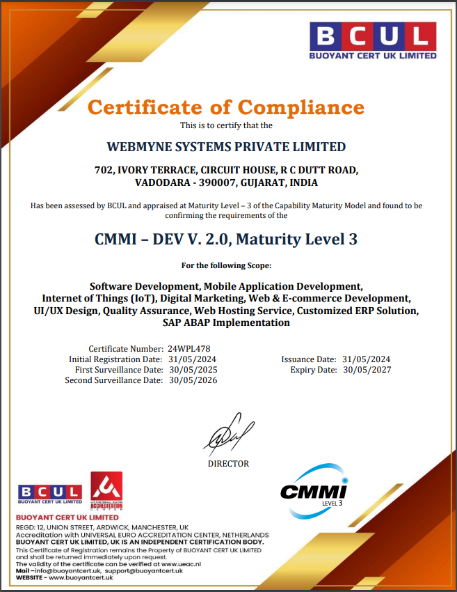 Cmmi - Dev V.2.0,maturity Level 3 Certified Company